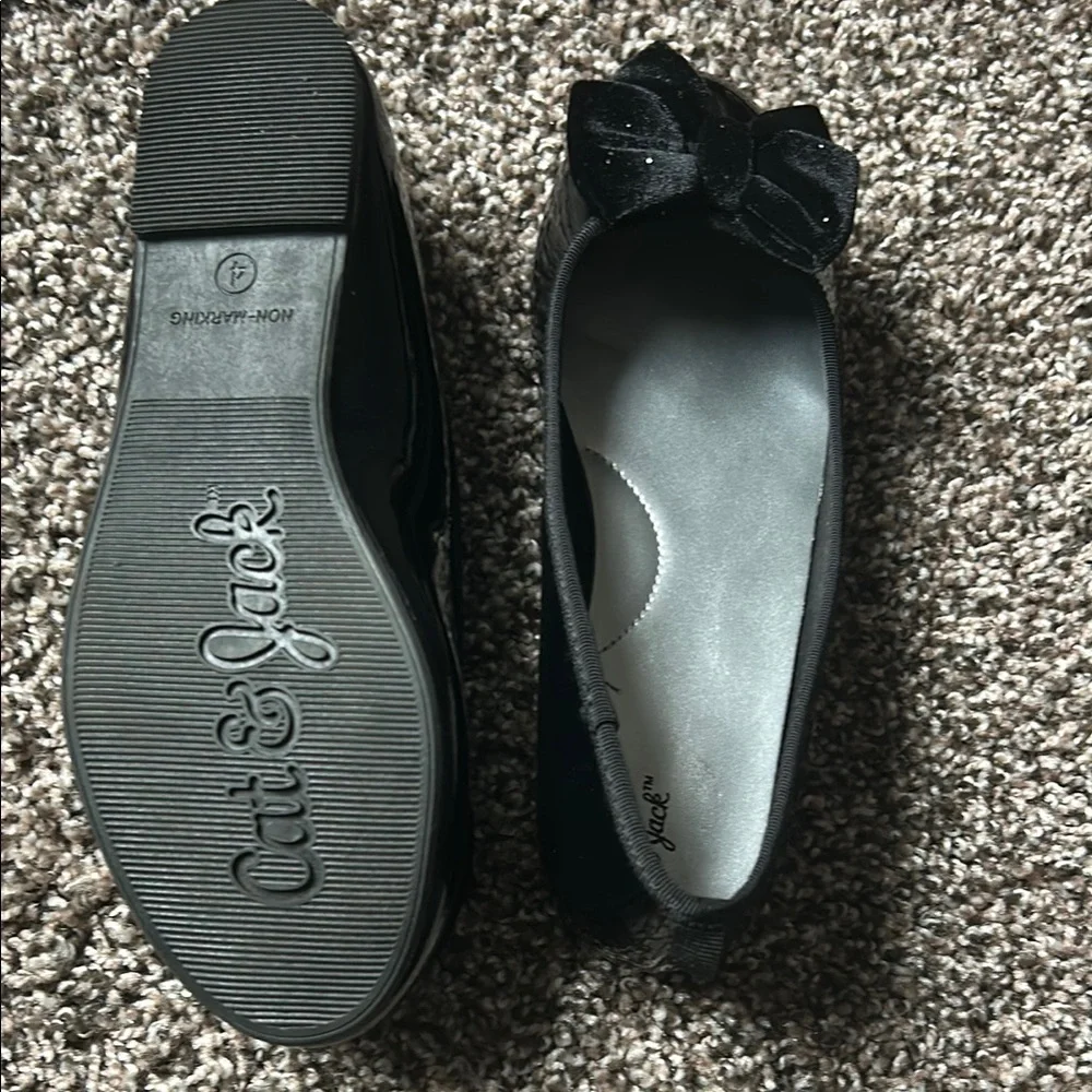 Cat & Jack Black Bow Kids Shoes (NWOT)